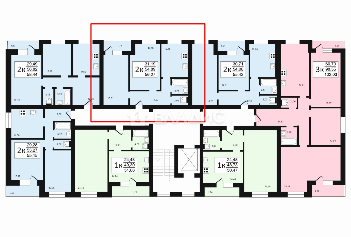 2-комнатная квартира, Ковров, микрорайон имени Малеева и Кангина #929534