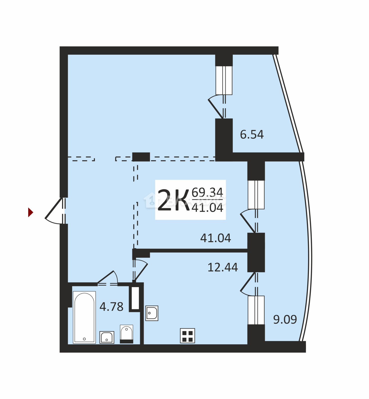 2-комнатная квартира, Владимир, улица Мира, д.5Б #930408