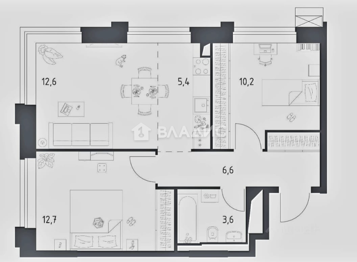 2-комнатная квартира, Москва, жилой комплекс Верейская 41, д.2.2 #942899