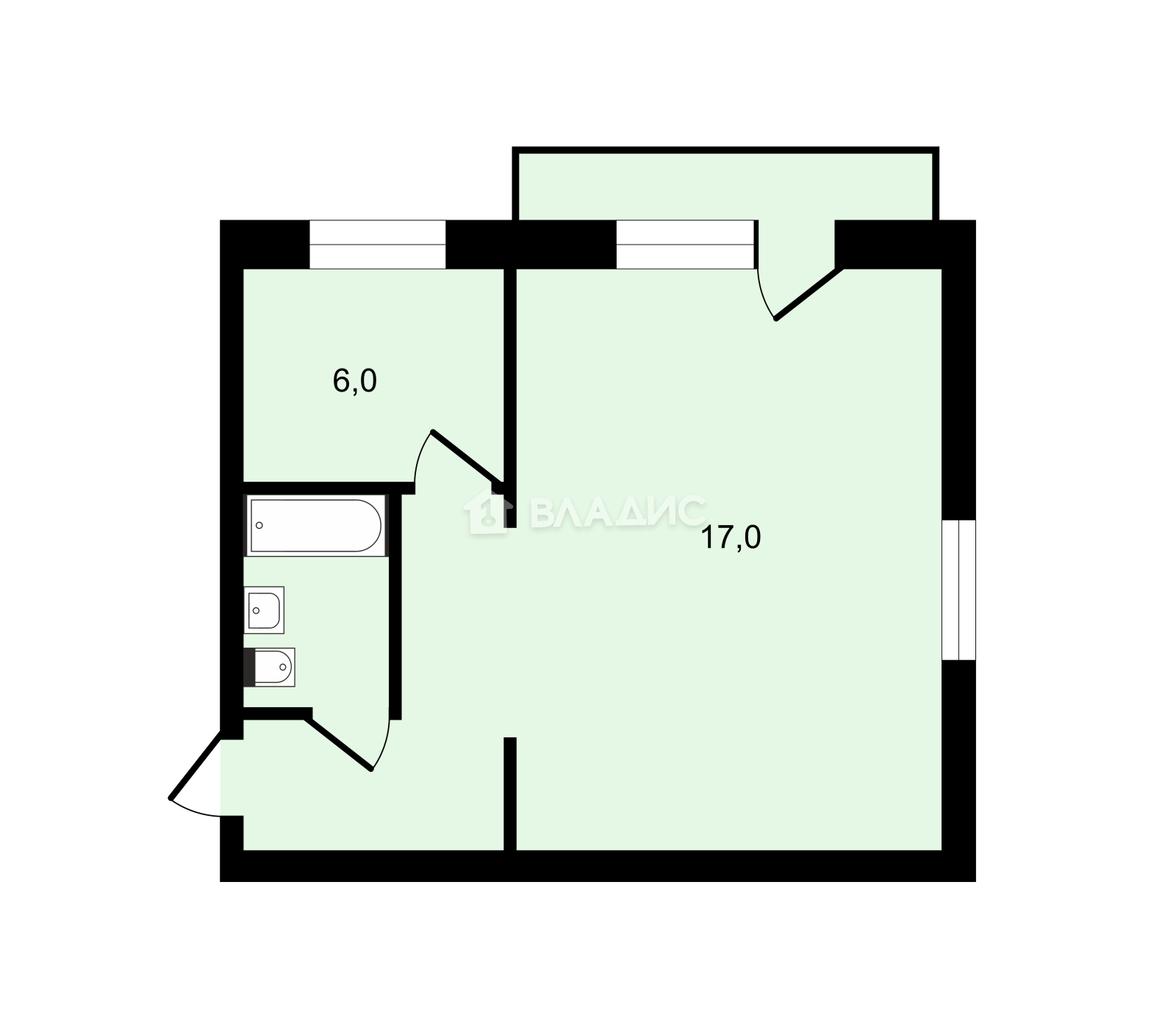 1-комнатная квартира, Москва, 3-й Новомихалковский проезд, д.18 #948138