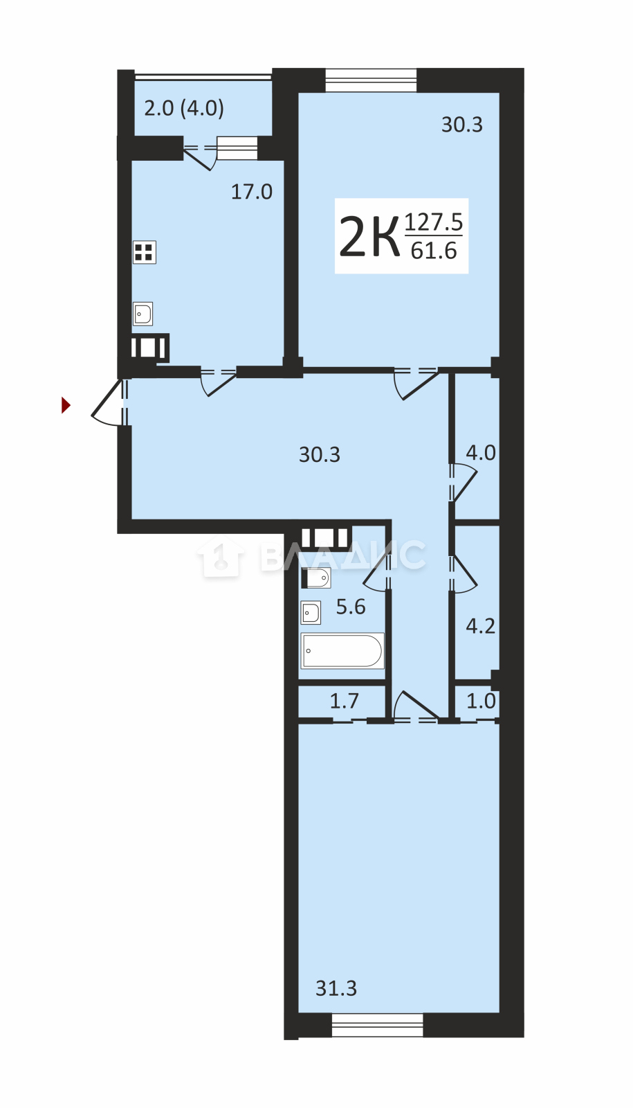 2-комнатная квартира, Санкт-Петербург, Ярославский проспект, д.39 #953282