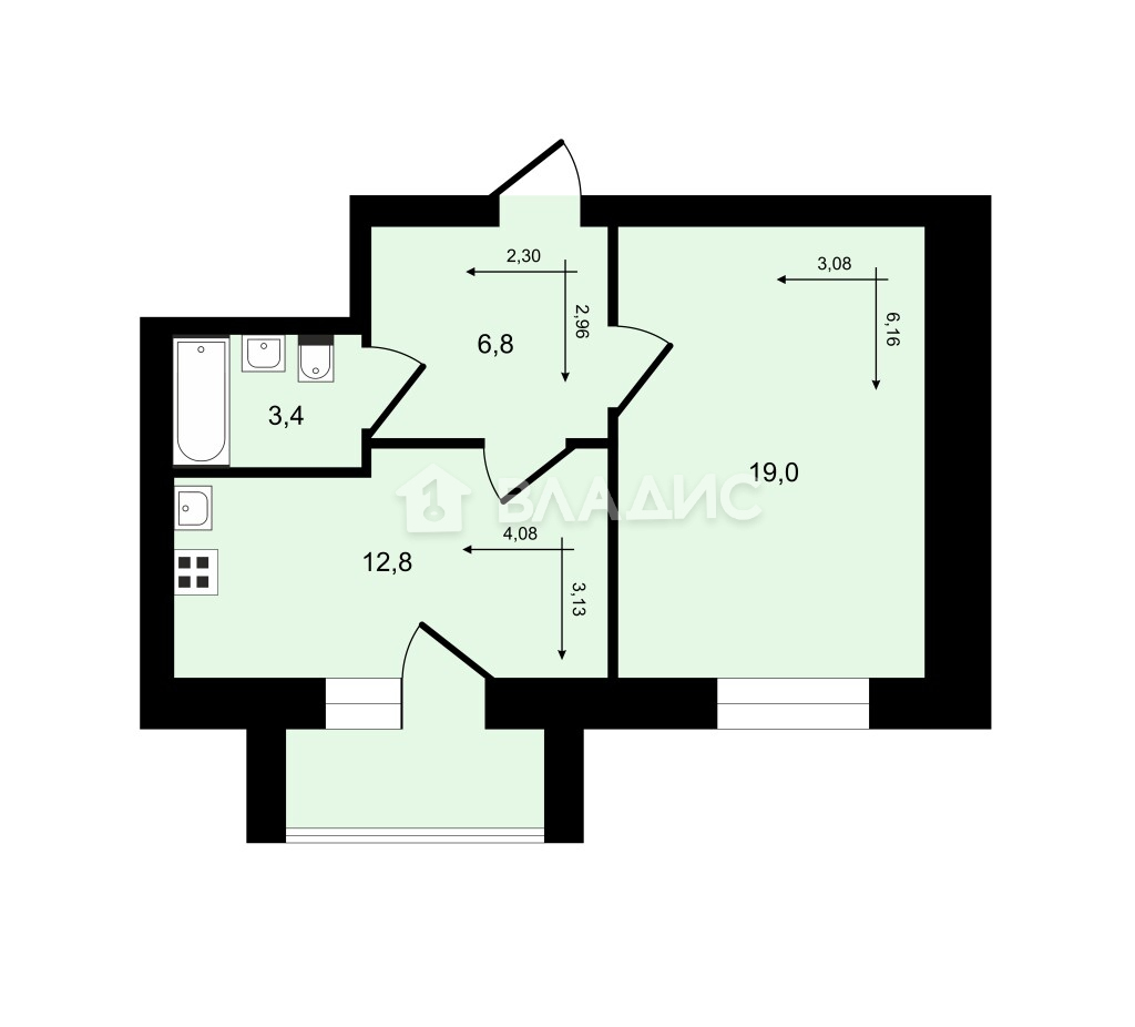 1-комнатная квартира, Владимир, Стрелецкий переулок, д.1А #955640