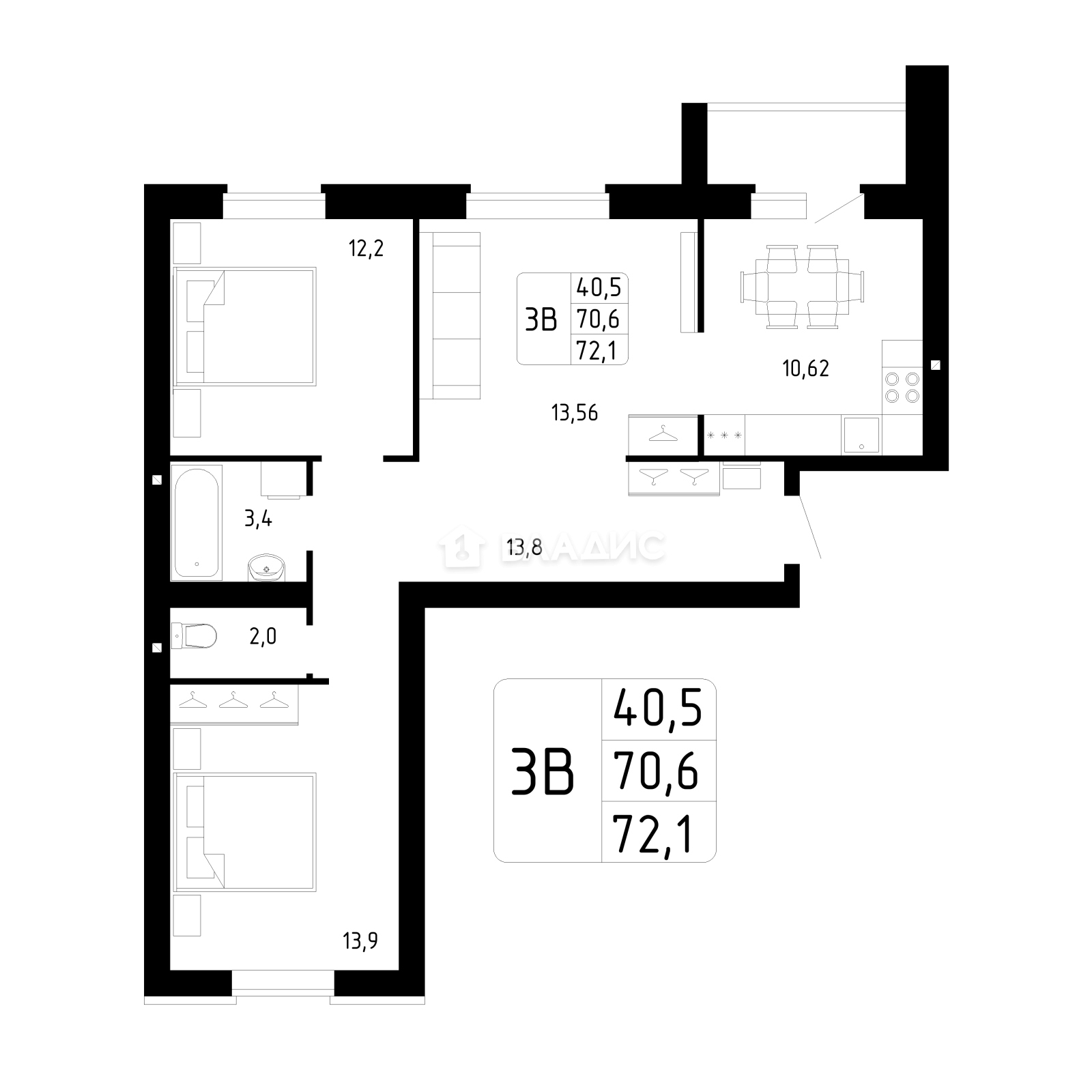 3-комнатная квартира, ЖК Каскад, Стерлитамак, Былинная улица #887925