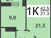 1-комнатная квартира, улица Героя Шнитникова, 3. Фото 22