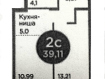 2-комнатная квартира, улица Ясный Берег, 12. Фото 13