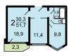 2-комнатные квартиры. Фото 16