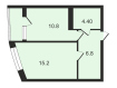 1-комнатная квартира, Российская улица, 79/3к2. Фото 13