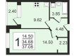 1-комнатная квартира, Русановская улица, 18к6. Фото 9