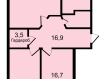 3-комнатная квартира, Горная улица, 1к1. Фото 19