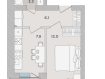 1-комнатная квартира, Прибрежная улица, 21к2. Фото 6