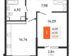 1-комнатная квартира, Мысхакское шоссе, 59В. Фото 12