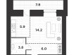 1-комнатная квартира, Октябрьская улица, 111. Фото 11